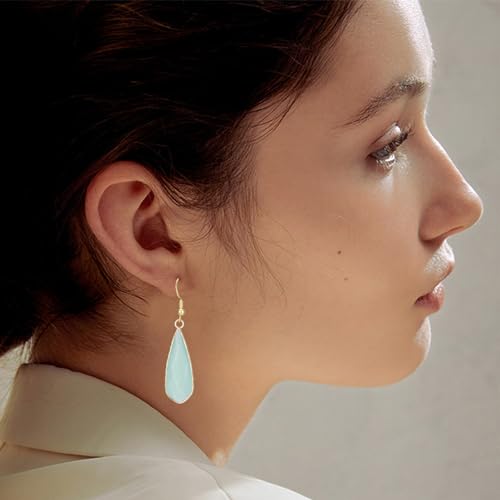 Boho Multiple Style Natural Stone Earrings for Women Unique Healing Gemstone Energy Hypoallergenic Lightweight Dangle Drop Earrings Multiple Styles Earrings Jewelry for Birthday Party Gift - style: Green Agate