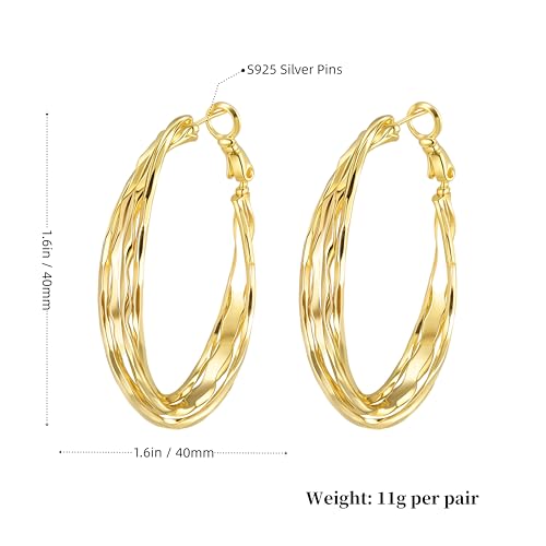 Dangle Flower Gold Earrings for Women, Trendy Statement Hoop Earrings, Gold Floral Drop Earrings Jewelry for Gifts - color: Curved - 14K Gold