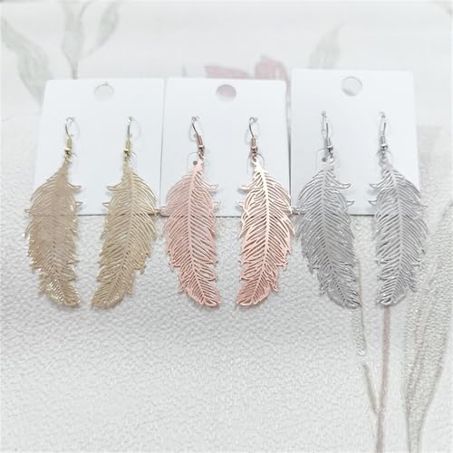 4 Pairs Boho Feather Earrings for Women 14K Gold Plated Long Feather Earrings Gold Leaf Earrings Summer Beach Jewelry Gifts