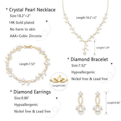 Zeffy Pearl Necklace 4MM/6MM/8MM Dainty Round Imitation Pearl Choker Necklace Wedding Pearl Necklace Delicate Jewelry for Women Simple Bridesmaid Jewelry Gifts - style: Wedding Pearl Necklace+Bracelet+Earrings