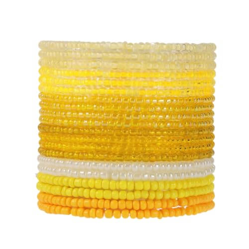 18-20PCS Colorful Bohemia Seed Beaded Bracelets Set Stackable Boho Stretch Bangle Bracelets Multilayer Boho Anket Concert Summer Beach Vaction Surf Jewelry Accessory - color: Yellow-18pcs