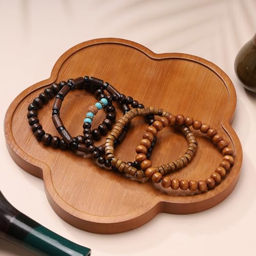 Mens Beaded Bracelets Tribal Wooden Elastic Adjustable Prayer Beads Wrap Cuff for Women - color: Q: 5pcs