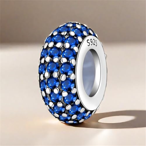 925 Sterling Silver Spacer Beads Charms for Bracelets & Necklaces Cute Charms Spacer Stopper Locating Buckle for Bracelets Retro Shaped Birthday Graduation Jewelry Gifts for Women Lover - color: Blue spacer bead