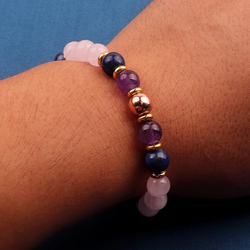 KSQS Healing Stone Bead Bracelet for Women, Natural Gemstones Balance Protection Bracelet, Spiritual Crystal Beads Bracelet Anxiety Relief with Meaning Card - color: Inner Peace