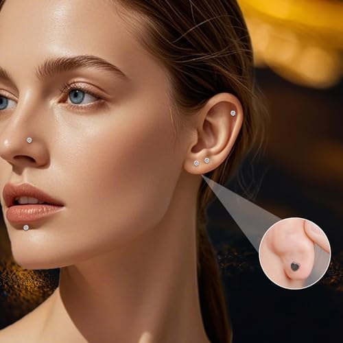 limerencia 16G/18G Hypoallergenic Internal Threaded Titanium Bar Post Replacement,Flat Back Stud Earrings Post Medusa Helix Couch Labret Bar for Women Men Sensitive Ears(A Pair) - color: silver heart, size: 18G-10mm
