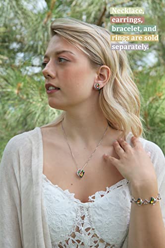 Leafael Infinity Love Women's Adjustable Crystal Heart Ring with Birthstone Crystals Healing Stones, Jewelry Gifts for Women, Birthdays Valentine's Day, Silver-Tone, Open End, Size 6.5-8 - color: 17c-Protection-Rainbow Black