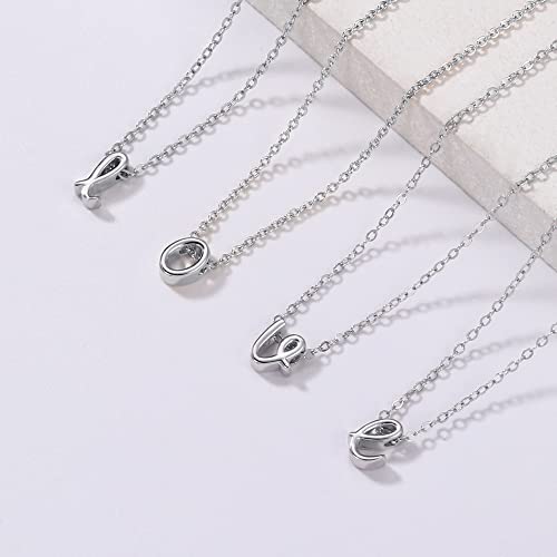Memorjew 925 Sterling Silver Cursive Initial Necklace, Letter A-Z Necklace | 925 Sterling Silver Necklace, Dainty Letter Cursive Initial Necklaces for Women Trendy Jewelry, Birthday Gifts for Women Her - style: E-Gold