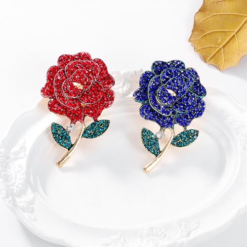 Rhinestone Flower Pin Camellia Drop Oil Brooch Big Large Rose Bouquet Brooch Pin Pearl Daisy Peony Brooch Lapel Pins Elegant Clothing Hat Bag Skirt Accessories for Women - color: Red1