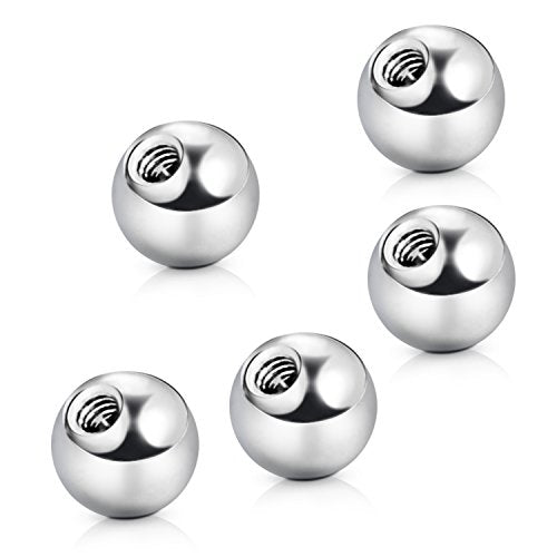 vcmart 16G 3mm Replacement Balls & 14G 5mm Piercing Balls Externally Threaded Nipple Industrial Tongue Belly Nose Lip Ear Piercing Barbell Parts - color: 2 -14G, 5mm balls, silver 20pcs