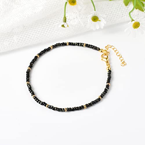 Starain Small Bead Anklets for Women Beach Foot Ankle Bracelet Cute Colorful Boho Beaded Anklets 8 inches - color: Black