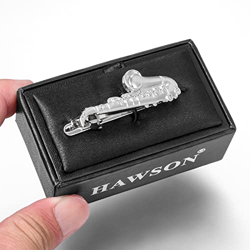 HAWSON 2 inch/ 2.2 inch Tie Clip for Men, Novelty Tie Bar Clip for Men and Boys, Interesting Tie Clip for Party - color: Sax