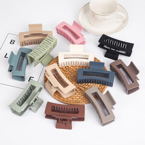12 Pack Black Hair Claw Clips for Women, Medium Claw Clips for Thin Thick Hair, Strong Hold Matte Banana Clips - color: Black