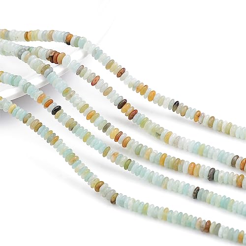 BEADIA Natural Amazonite Spacer Beads Caps Rondelle Disk Loose Beads for Beading Jewelry Making 4mmx2mm 38cm - color: Amazonite, size: Rondelle Disk 4mm x 2mm