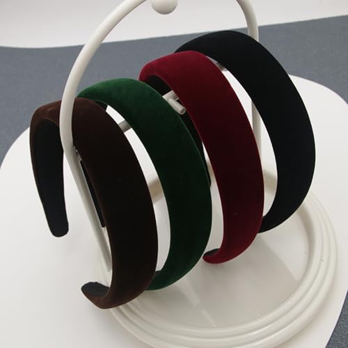 Velvet Padded Headband Fashion Headbands Non Slip Head Band Hair Bands Accessories for Women Girls (Red) - color: Red