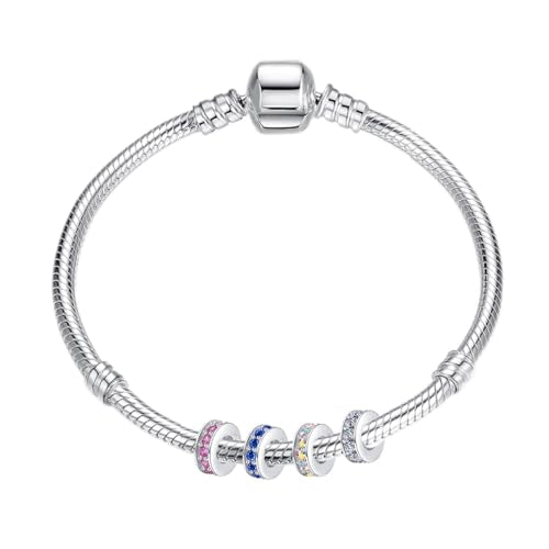 Clip Stopper Charms Sterling Silver Rondelle Spacer Bead Charm Stopper Charm for Pandora Charm Bracelets - color: Colorful (1pcs)