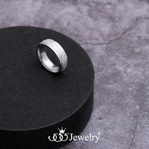 555Jewelry 4mm Sandblast Stainless Steel CZ Wedding Band Ring for Women & Men - color: Silver Style 9