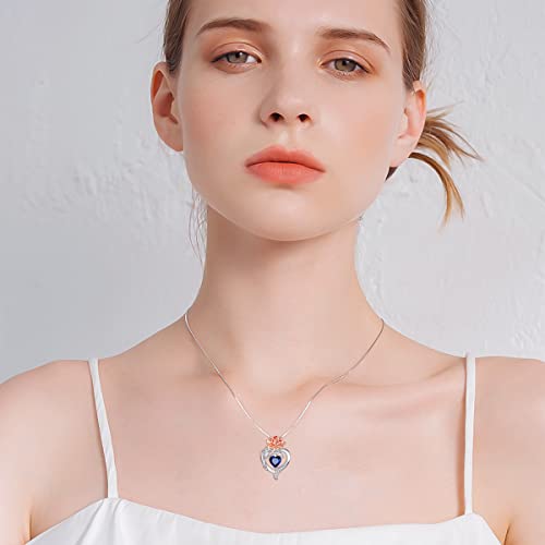 TOUPOP Birth Flower Necklace 925 Sterling Silver Heart Birthstone Pendant Necklaces Birth Month Floral Jewelry Birthday Valentines Day Mothers Day Gifts for Women Wife Mom - style: 9-September-Peony