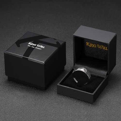 King Will Men's Tungsten Carbide Wedding Ring Hammered Groove Wedding Band Mens Two Tone Engagement Ring for Men and Women Matte Brushed Finish Comfort Fit - color: Silver 6mm