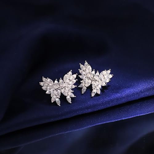Moissanite Stud Earrings for Women, DF/VVS Clarity, Sterling Silver with 18K White Gold Plated - style: 3.15 Carat Butterfly