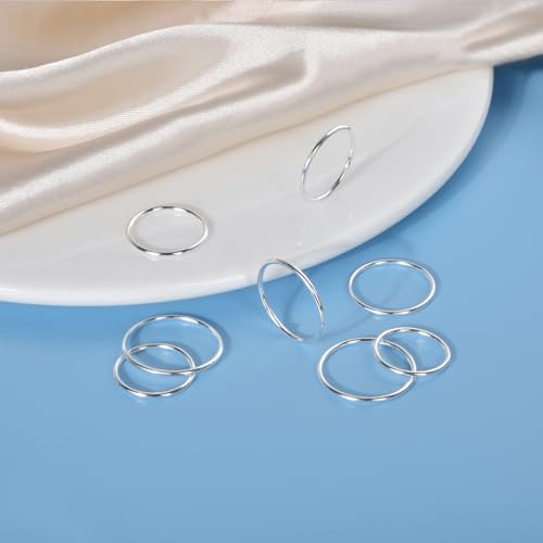 CANDYFANCY 925 Sterling Silver 1.2mm Stacking Midi Thin Rings Thumb Pinky Ring Stack Knuckle Rings for Women Band Ring Size 2.5-8.5 - color: silver-1pcs, size: 7.75