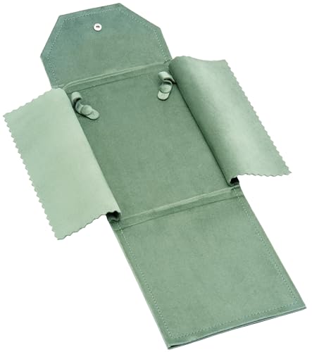 Velvet Necklace Jewelry Travel Folder Storage Display Case (Sage Green) - color: Sage Green