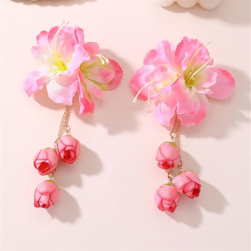 A Pair Wedding Hair Clips, Handmade Floral Design Crystal Hair Clips Pearl Barrettes, Rhinestones Flower Clips Pearl Headpieces Hair Pins Hair Accessories for Women Girls (Pink) - color: Pink
