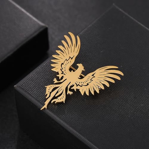 Large-sized Gold Color Phoenix Bird Brooch Wolf and Lion Brooch and Pin - style: Phoenix