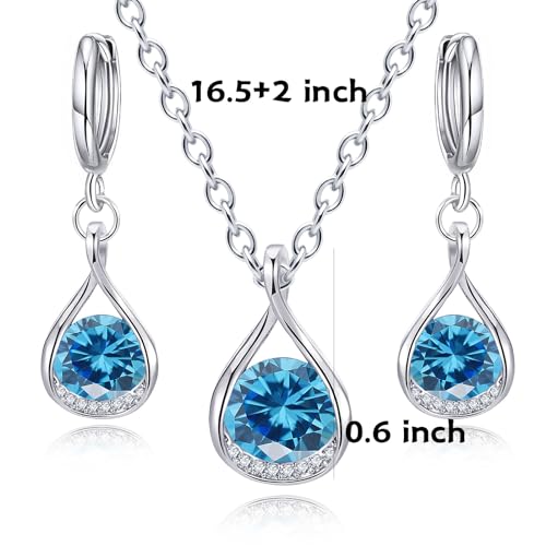 IFKM Silver Jewelry Sets For Women Rhinestone Pearl Crystal CZ Choker Necklace Earrings Bracelets Set For Bridal Bridesmaid Accessories Wedding Prom Anniversary Birthday Gifts - color: Blue