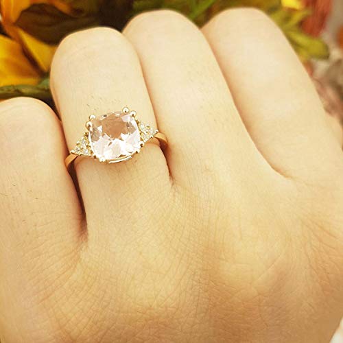 Dazzlingrock Cushion Gemstone Ladies Bridal Engagement Ring | Round White Diamond | 8 MM | 10K Rose Real Solid Gold