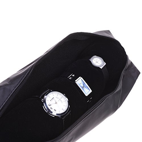 Cosmos Water Resistant Watch Travel Storage Case - Watch Roll Bag Carry Case With Removable Roll Insert and Velvet Holder, Black - color: Roll Bag-Water Resistant