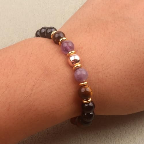 KSQS Healing Stone Bead Bracelet for Women, Natural Gemstones Balance Protection Bracelet, Spiritual Crystal Beads Bracelet Anxiety Relief with Meaning Card - color: No Negativity