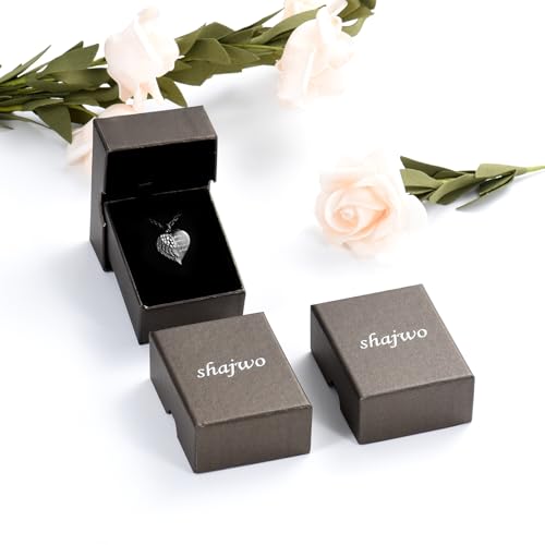 shajwo Cremation Heart Urn Necklace Ashes Jewelry for Women Men Keepsake Pendant Memorial Locket Ash Holder - color: Wing-G1 Black