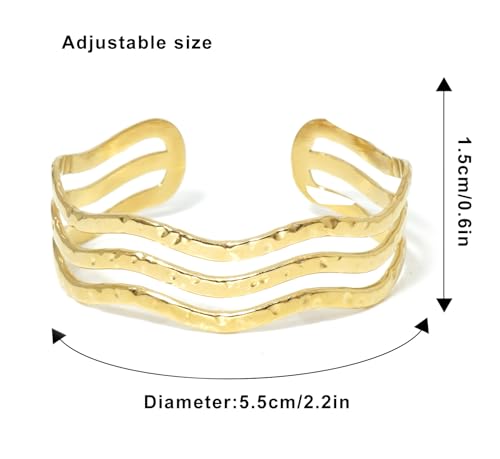 Multi-Layer Cuff Bracelet for Women Cross Wire Bracelets Open Wide Cuff Gold Bangle Bracelet - color: G