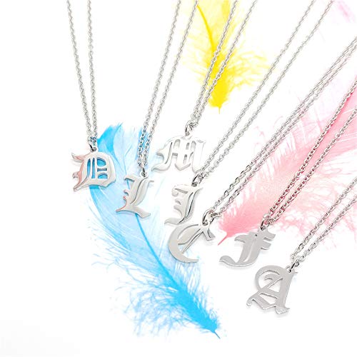 Old English Initial Alphabet Letter Necklace - style: L-Silver