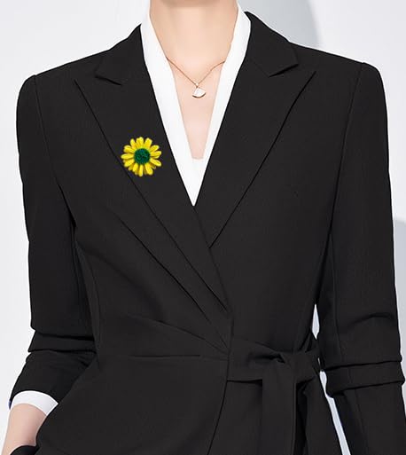6 Pcs Daisy Flower Brooches, Sunflower Lapel Pins, Sun Flower Brooches, Floral Lapel Pins for Women Fashion Jewelry Accessories - color: Yellow