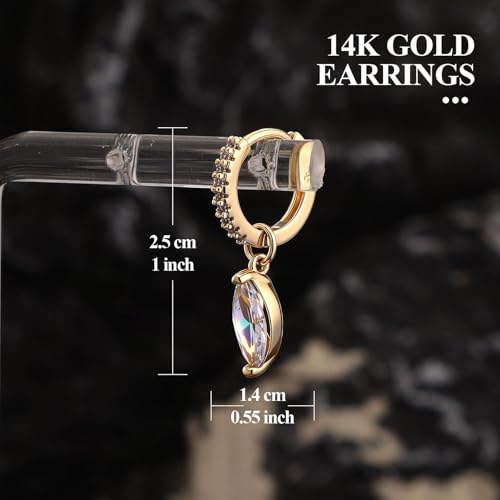 14K Gold Plated Dangle Hoop Earrings for Women | Bridal Small Dangle Gold Earrings Cubic Zirconia Huggie Drop Trendy Fashion Leopard Print Women's Jewelry - color: Gold-D
