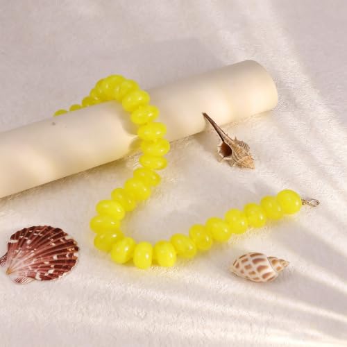CSIYANJRY99 Chunky Beaded Necklace for Women, Large Colorful Resin Beads Statement Necklace, Boho Summer Beach Vacation Jewelry Gifts - color: Yellow