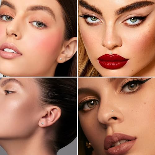 20G/18G Nose Studs Stainless Steel Nose Piercing Nose Ring Set I L S Shape Body Piercing Nose Hoop Ring for Women Men - color: D-12PC-Gold