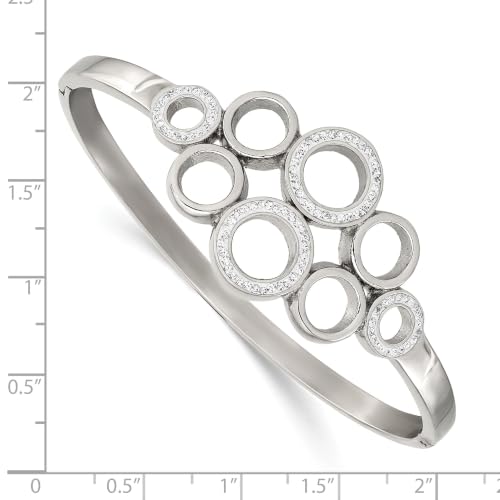 Chisel Crystal Pavé Hinged Bangle in Stainless Steel, 6.5 inch
