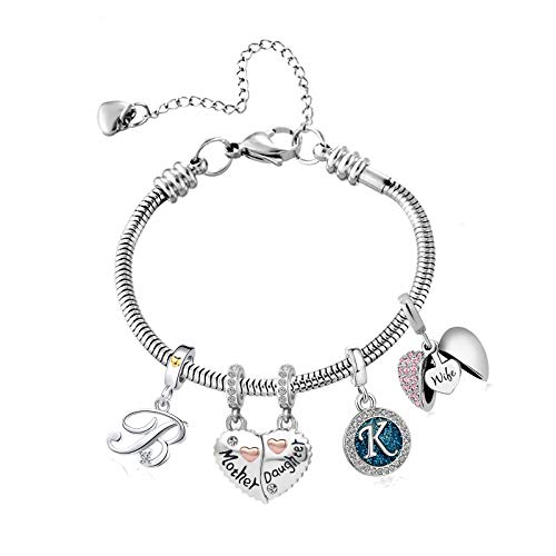 KunBead Heart Lobster Clasp Snake Chain Charm Adjustable Bracelets Compatible with Pandora Charms for Jewelry Making