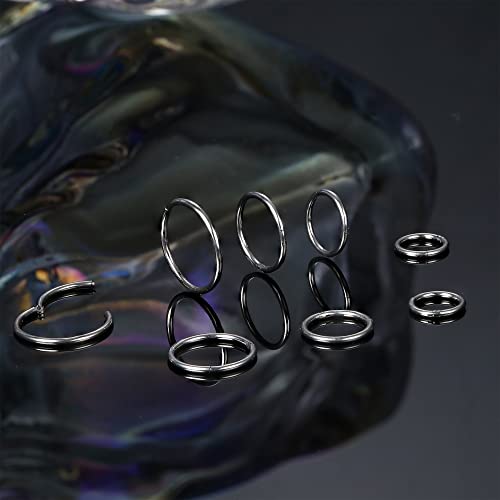 LOYALLOOK 8Pcs G23 Titanium Hinged Clicker Segment Nose Rings Hoop Septum Nose Lip Ring Hoop for Women Men Helix Cartilage Daith Tragus Sleeper Earrings Body Piercing Improved 16G - color: 18G-Silver