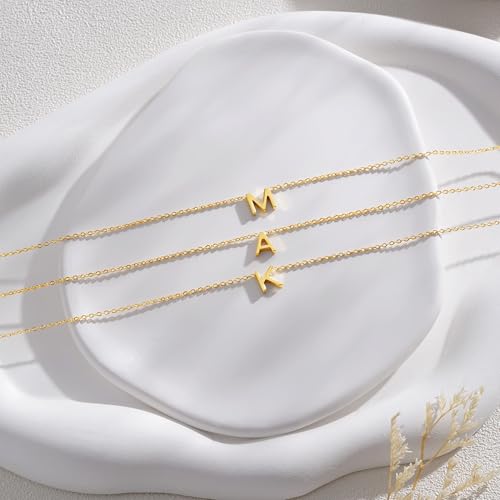 Turandoss Initial Necklaces for Women, Birthday Gifts for Women Teen Girls | 14K Gold Plated Letter A-Z Initial Pendant, Personalized Jewelry Gifts - color: M