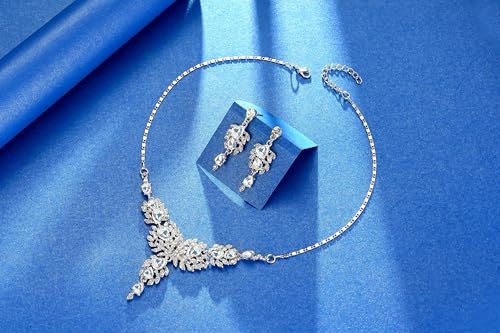 3PCS Silver Wedding Jewelry Set for Women Brides Rhinestone Necklace Earrings Bracelet Bridal Wedding Jewelry Sets for Bridesmaid Prom Costume Accessories Jewelry - color: 4#