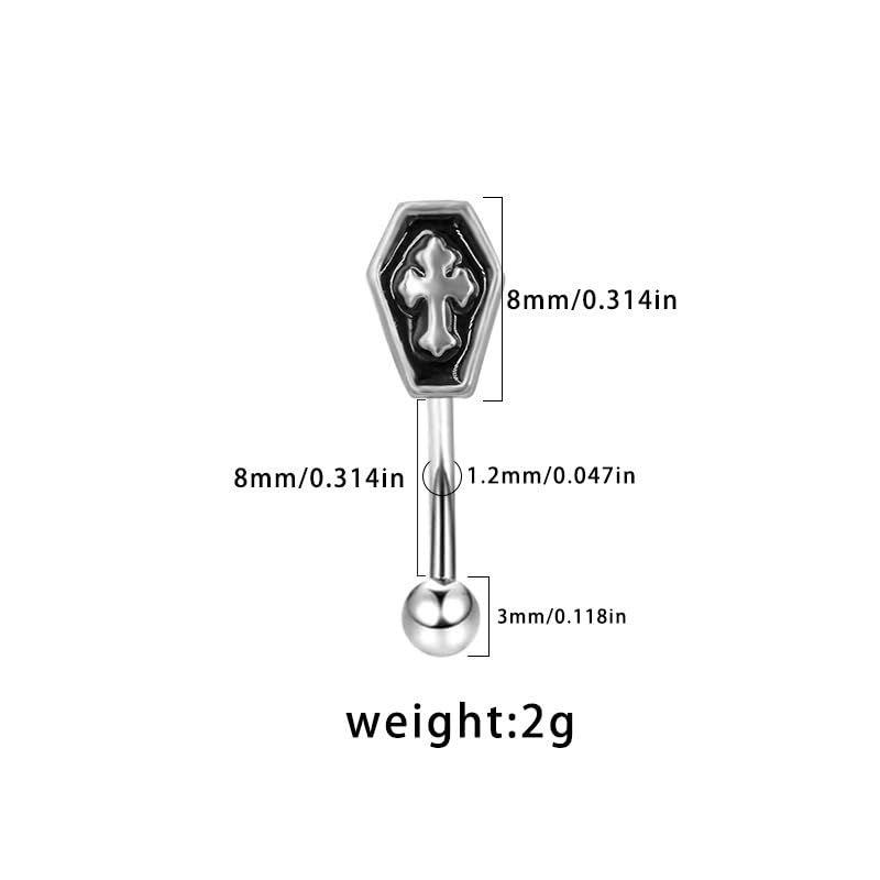 16G Black Coffin Cross Eyebrow Rings for Women Men 316L Stainless Steel Eyebrow Curved Barbell Rook Cartilage Earrings Statement Eyebrow Piercing Jewelry