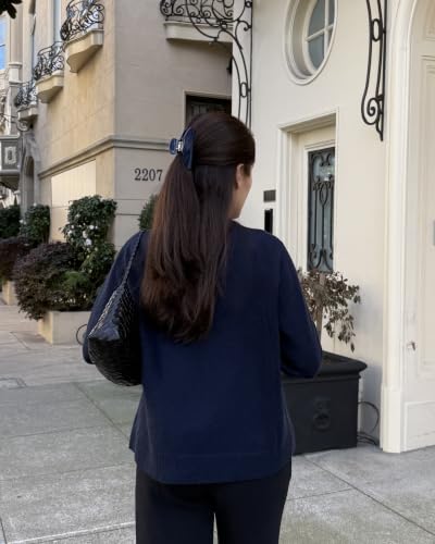 Luxury Navy Claw Clip for Women | Our Large 4 Inch Hair Clip Creates Beautiful Half Ups, Secure Updos & Chic Every Day Styles | Premium Acetate Claw with Secure Hold & Snag Free Teeth for Easy Styling - color: Navy