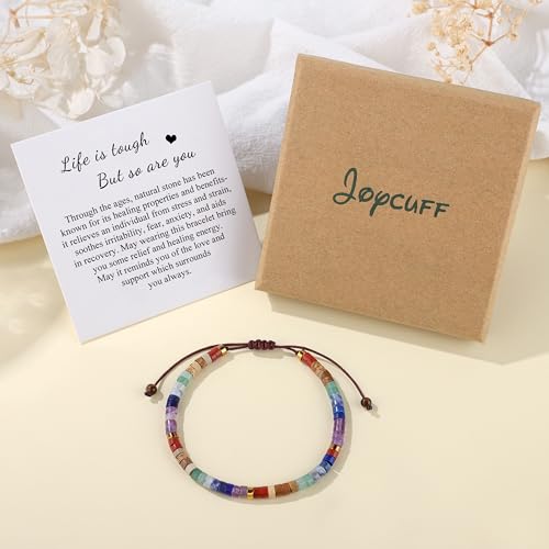 JoycuFF Inspirational Gifts for Women Get Well Soon Thinking of you Gift for Women Healing Natural Stone Bracelets - style: Life Is Tough