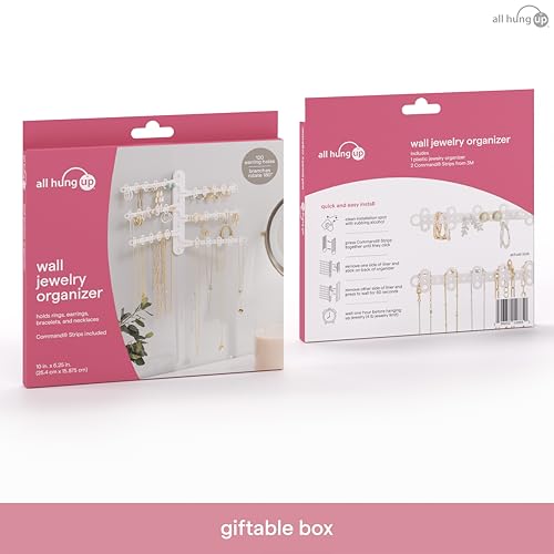 6-Tier Hanging Wall Jewelry Organizer, Earring, Necklace, Ring Holder-White | Large Capacity with 120 Earring Holes, Rotating Branches, Includes 3M Command Strips, Bracelet, Ring & Necklace Storage - color: 6-Tier Classic White