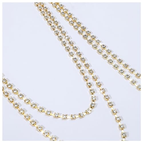 Sexy Rhinestone Shoulder Body Chain Jewelry,Multi-layered Waterdrop Rhinestone Bridal Back Chain Necklace Sexy Festival Rave Crystal Shoulder Chain Wedding Backdrop Jewelry for Women - style: Gold