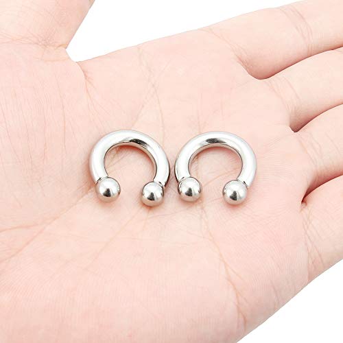 2Pcs PA Ring Horseshoe Circular Barbell 316L Surgical Steel Internally Threaded 00G 0G 2G 4G 6G 8G 10G Pierced Body Jewelry for Women 12mm 16mm 19mm - style: 1 pair-6G;Inner Dia:12mm