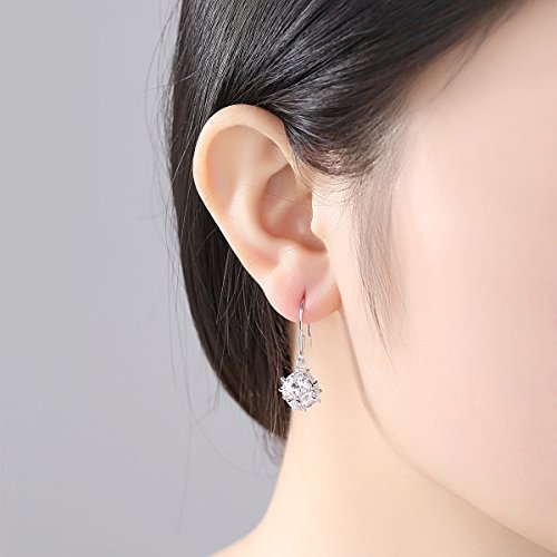 Dainty Solitaire Necklaces Stud Earrings Set For Women,White Gold Plated Simple Prom Jewelry Set Cubic Zirconia Pendant Choker Necklace And Earring Sets Wedding Jewelry For Bridal - color: CZ ball necklace stud set